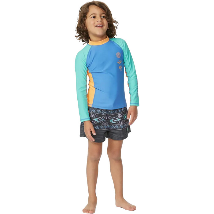 2024 Rip Curl Boys Mystic Waves UPF Long Sleeve Rash Vest TNOTRV - Blue Yonder